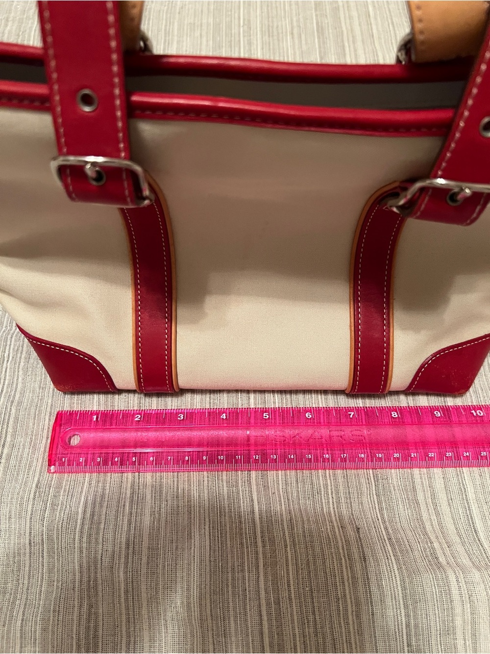 Coach Hampton Natural Canvas w
Red & Natural Leather Nickel
Hardware - Picture 12 of 15
